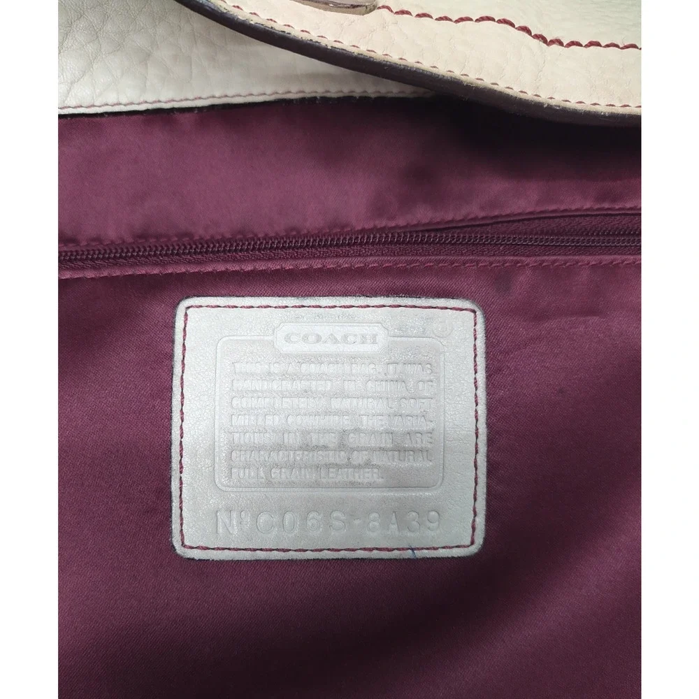 Coach Chelsea Ivory Pebbled Leather Turnlock Hobo Shoulder Bag
